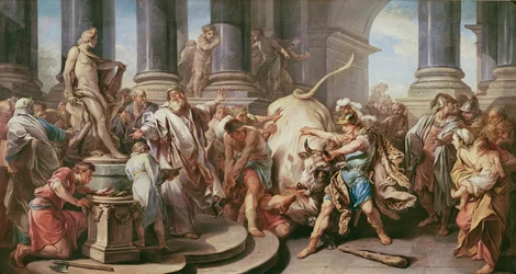 Theseus besejrer tyren ved Marathon, 1732-34